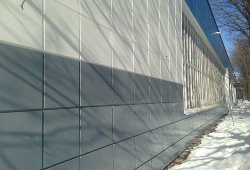 Пример вентилируемого фасада для промышленных зданий